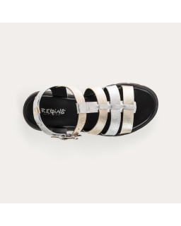 Two-tone leather louxor sandals | Reqins