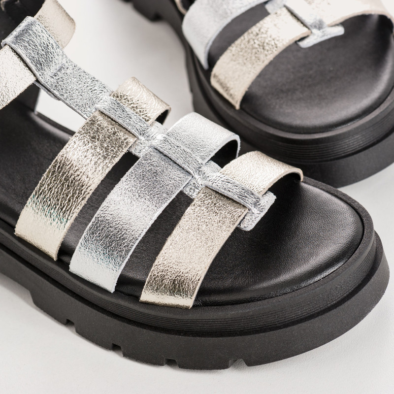 Two-tone leather louxor sandals | Reqins