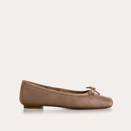 Flat Ballerinas with Smooth Leather Knot and Suede