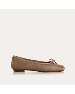 Flat Ballerinas with Smooth Leather Knot and Suede