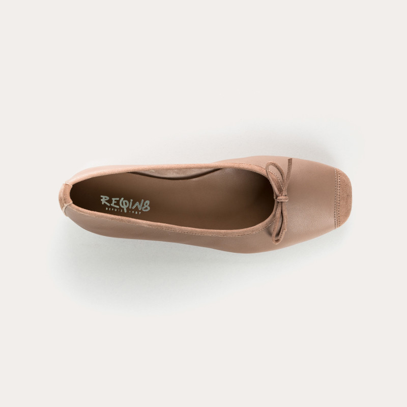 Flat Ballerinas with Smooth Leather Knot and Suede