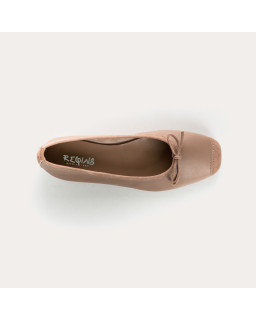Flat Ballerinas with Smooth Leather Knot and Suede