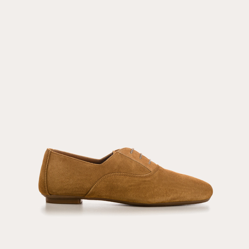 Suede flat derbies
