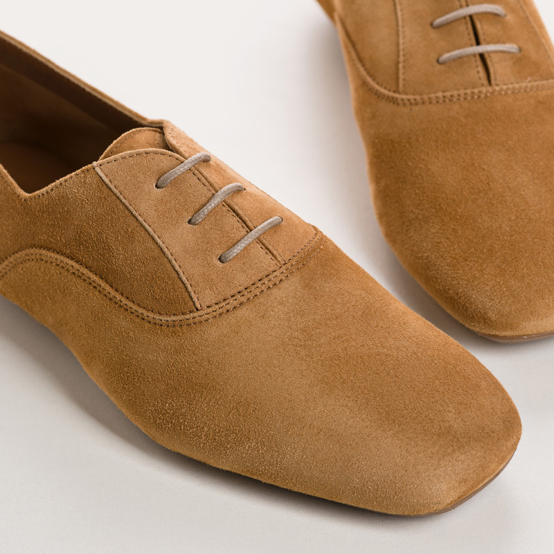 Suede flat derbies
