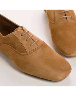 Derbies plates en cuir velours