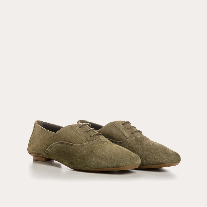 Suede flat derbies