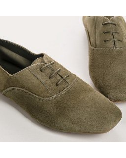 Derbies plates en cuir velours