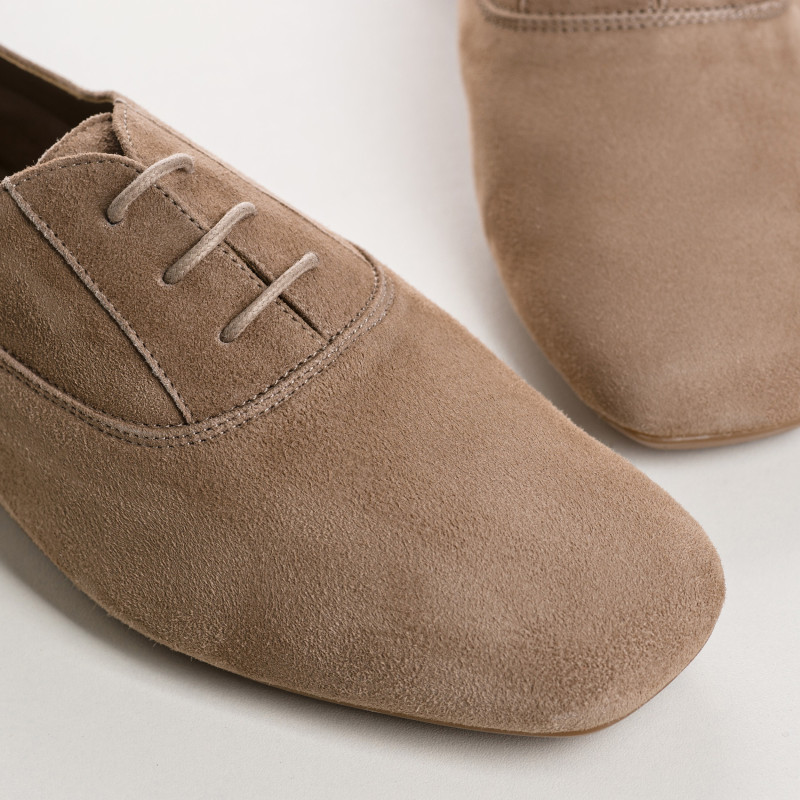 Suede flat derbies