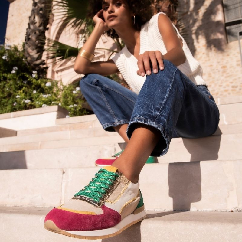 Electra Zig Zag Sneakers - Sneakers Woman Multicolored Leather | Reqins