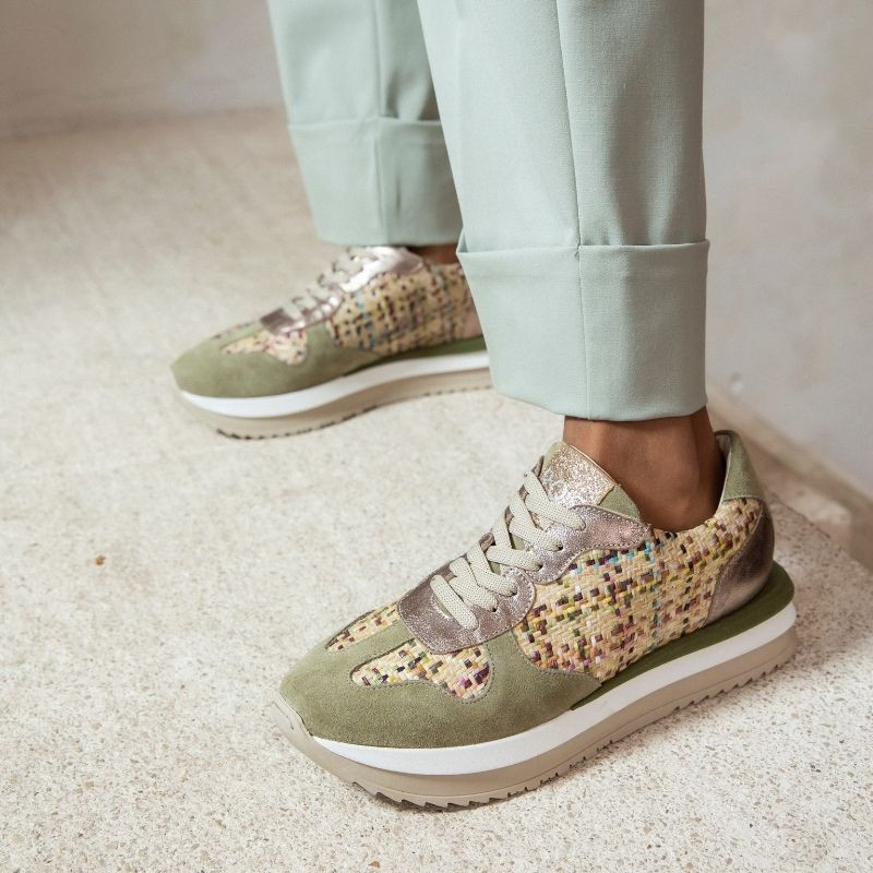 Ursulla sneakers - Women's wife lace-up sneakers Multicolor braided | Reqins