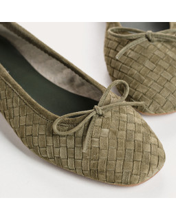 Ballerines HATLAS - chaussures femme cuir velours tressé | REQINS