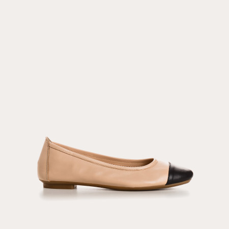 Two-coloured Halcine leather ballerinas