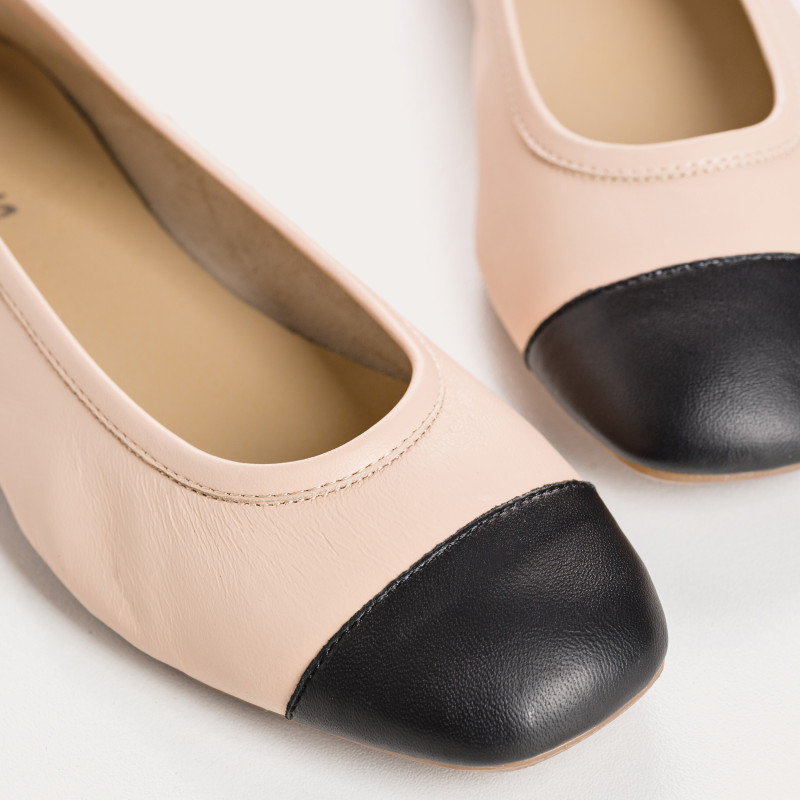 Two-coloured Halcine leather ballerinas
