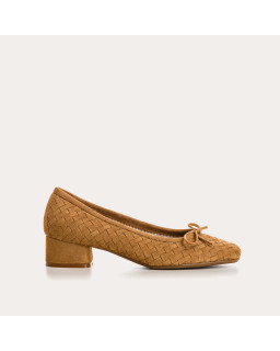 Keira Heeled Ballerinas - Women's Braided Suede Shoes | Reqins