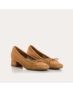 Keira Heeled Ballerinas - Women's Braided Suede Shoes | Reqins