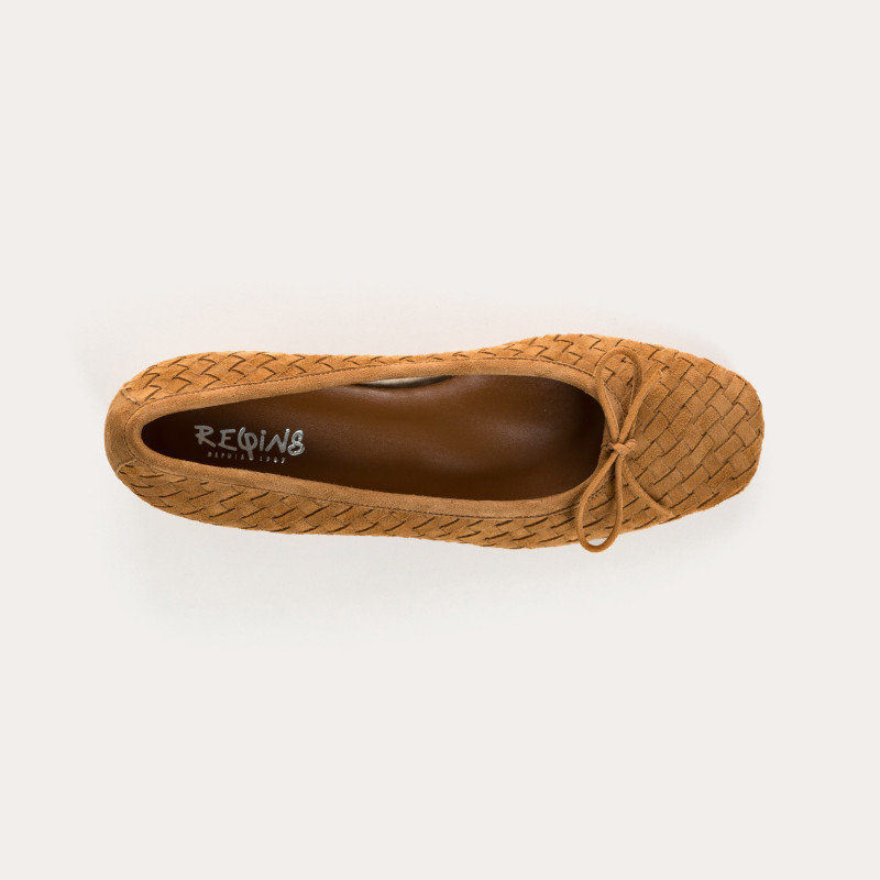 Keira Heeled Ballerinas - Women's Braided Suede Shoes | Reqins