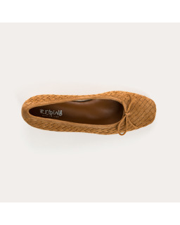 Keira Heeled Ballerinas - Women's Braided Suede Shoes | Reqins