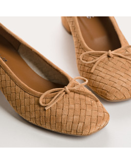 Keira Heeled Ballerinas - Women's Braided Suede Shoes | Reqins