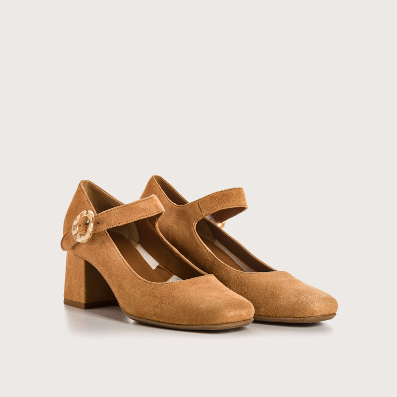 Mary Janes with Gretane Heels - Women's Suede Shoes | Reqins