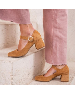 Mary Janes with Gretane Heels - Women's Suede Shoes | Reqins