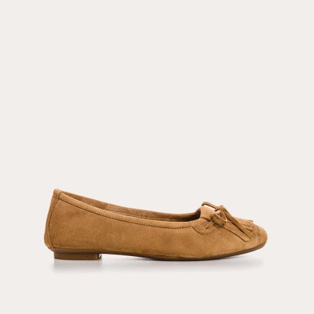 Hindi leather velvet ballerinas with fringes