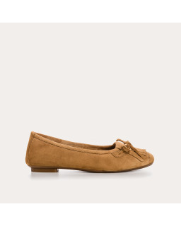 Ballerines Hindi en cuir velours à franges | Reqins