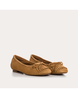 Hindi leather velvet ballerinas with fringes