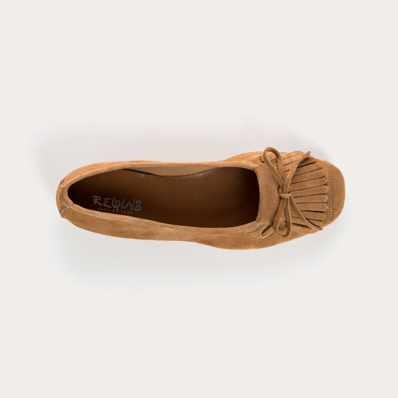 Hindi leather velvet ballerinas with fringes