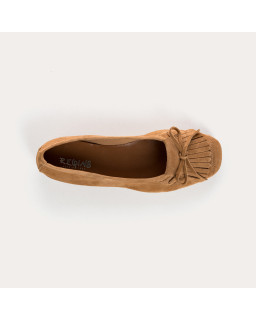 Ballerines Hindi en cuir velours à franges | Reqins