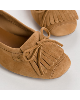 Hindi leather velvet ballerinas with fringes