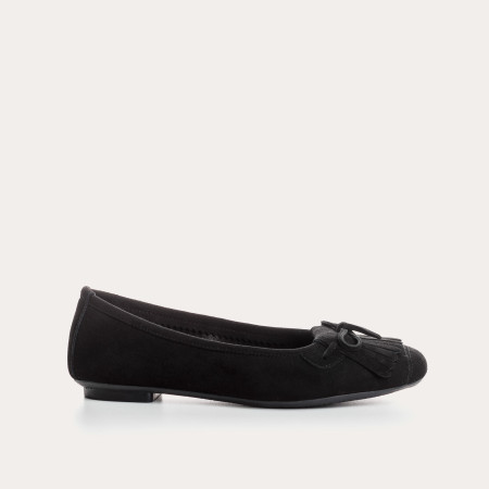 Hindi leather velvet ballerinas with fringes