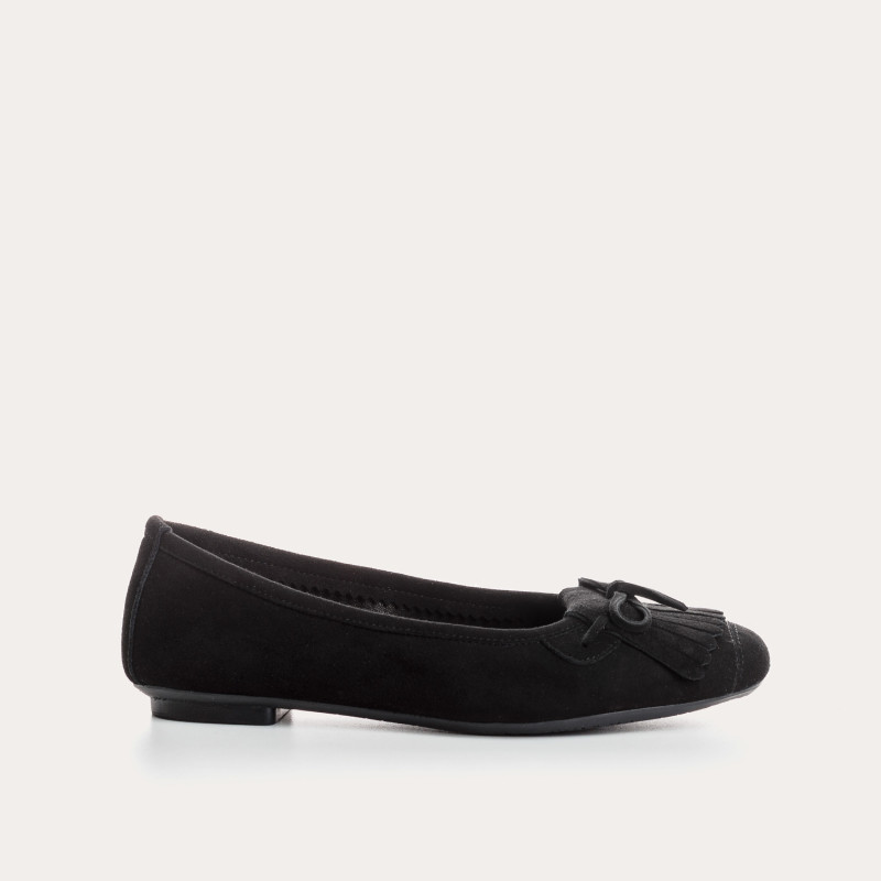 Hindi leather velvet ballerinas with fringes