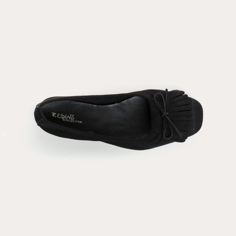 Hindi leather velvet ballerinas with fringes