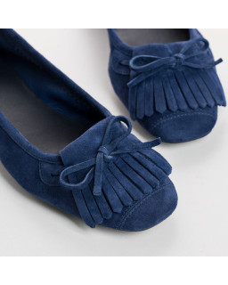 Ballerines Hindi en cuir velours à franges | Reqins