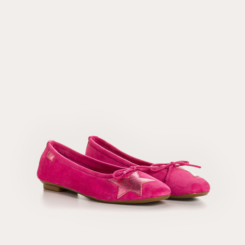 Hello Velvet Leather Ballerinas with Star