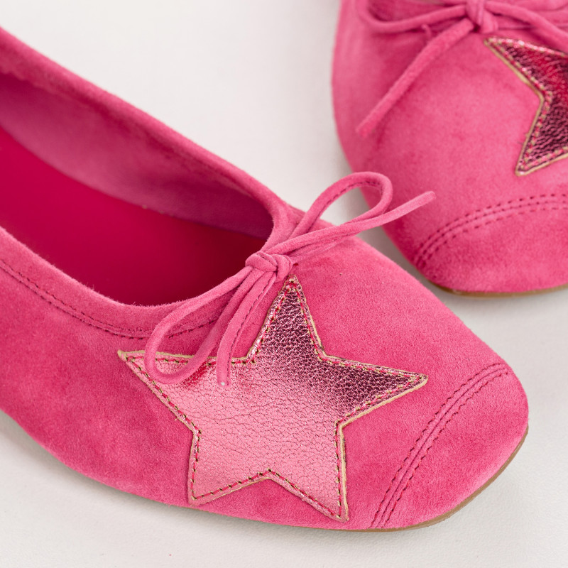 Hello Velvet Leather Ballerinas with Star