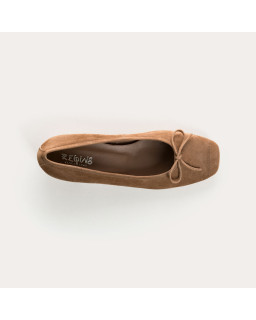 Ballerines à talons en cuir velours avec noeud