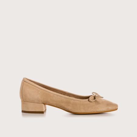 Suede heel ballerinas
