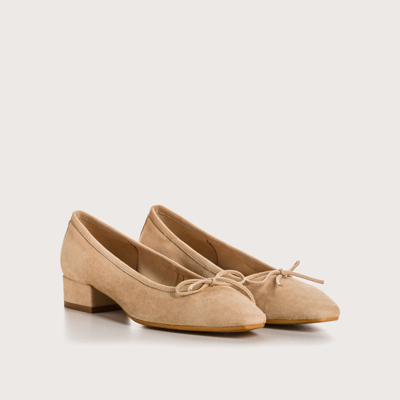 Suede heel ballerinas