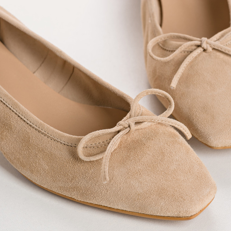 Suede heel ballerinas