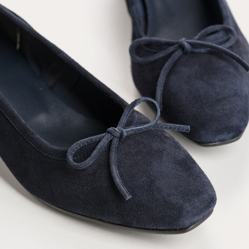 Suede heel ballerinas