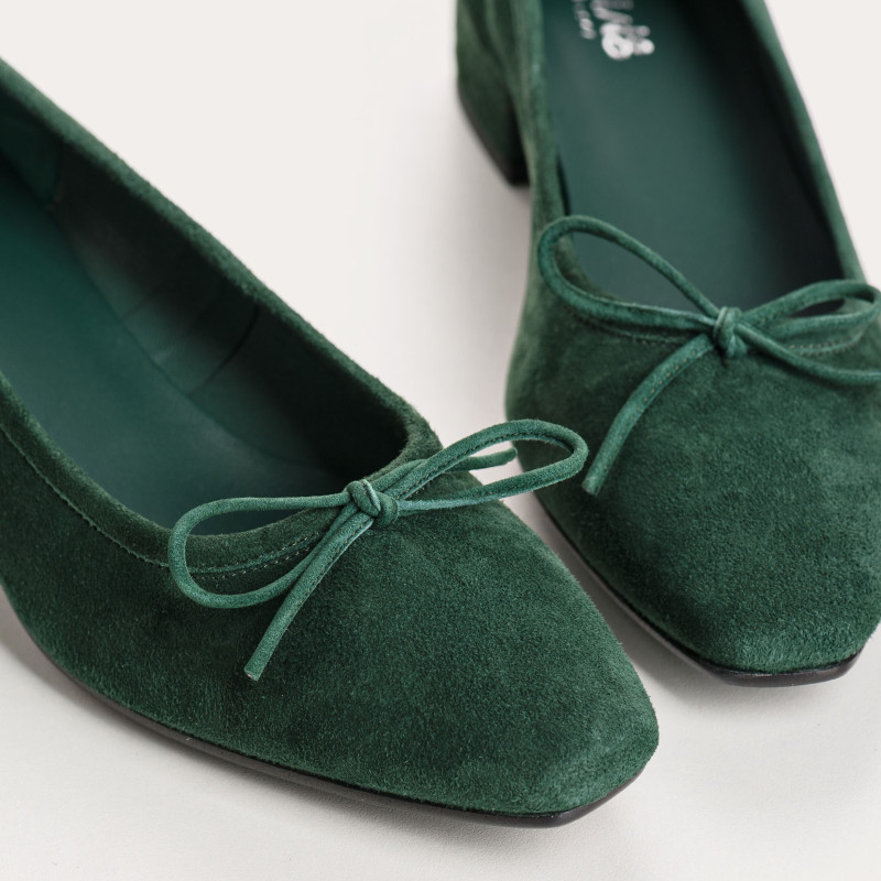 Suede heel ballerinas