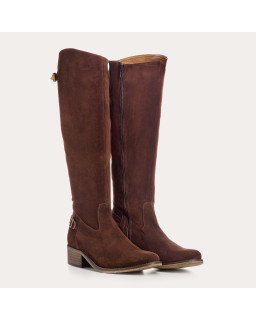 Bottes cavalières en cuir velours avec zip interne