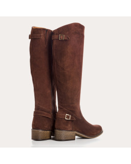 Bottes cavalières en cuir velours avec zip interne