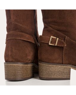 Bottes cavalières en cuir velours avec zip interne