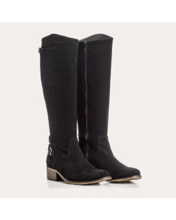 Suede rider boots with internal zip