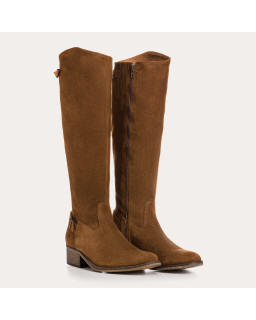 Bottes cavalières en cuir velours avec zip interne