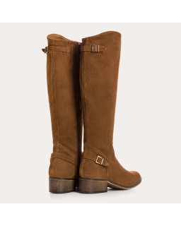 Bottes cavalières en cuir velours avec zip interne