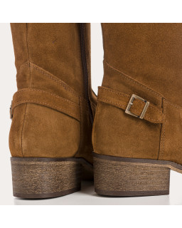 Bottes cavalières en cuir velours avec zip interne