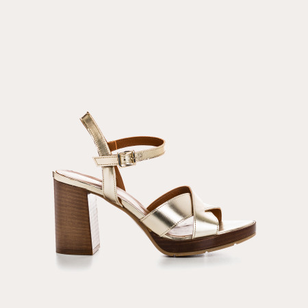 Lisboa Sandals - Women's Golden Leather Shoes | Reqins